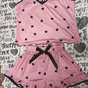 Heart polkadot sleep set with heart lingerie set